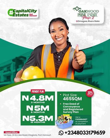 Oakwood Prime Estate Phase 2, Omagwa, Port Harcourt, Rivers State | Realtor Clement Eshemogie